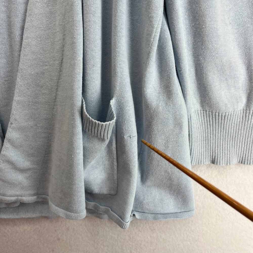EILEEN FISHER Cardigan XL Cotton Cashmere Open Front Sweater Pockets Light Blue - Picture 9 of 13
